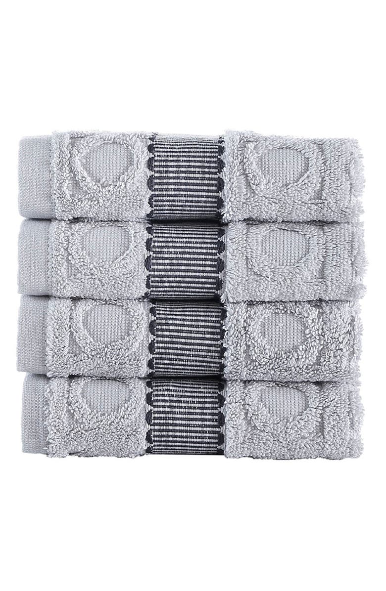 Brooks Brothers Circle In Square 4-Pack Turkish Cotton Washcloths, Main, color,