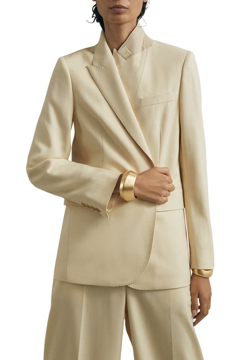 Anya Pickstitch Detail Silk & Wool Jacket, Alternate, color, CREAM