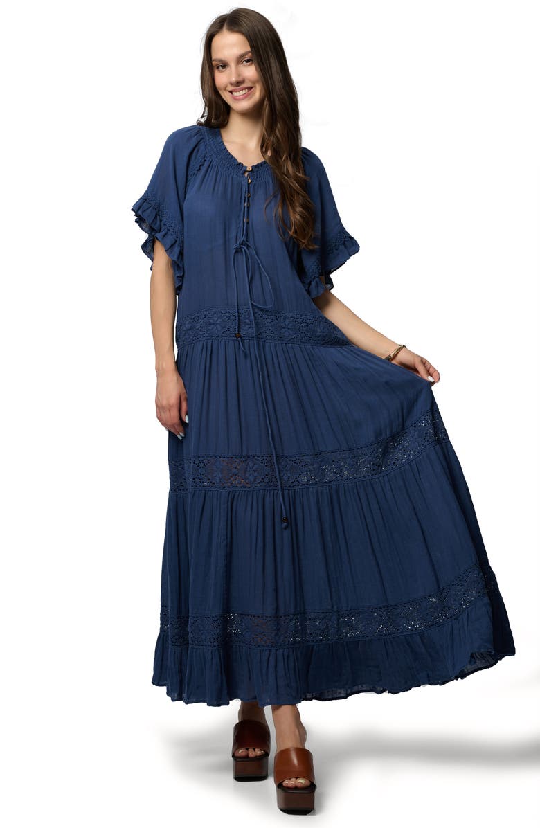 SAACHI Knit Trim Maxi Dress, Alternate, color, Navy