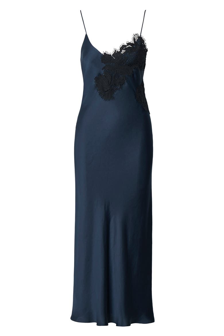 Ariana Lace Trim Slipdress, Alternate, color, NAVY