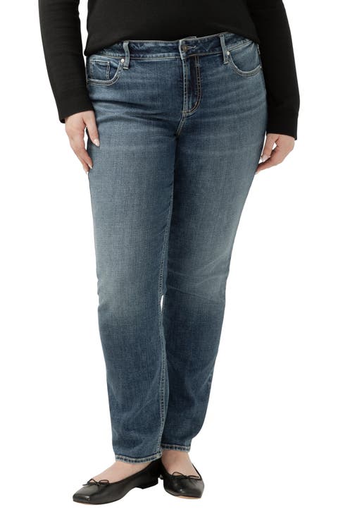 Elyse Mid Rise Straight Leg Jeans (Plus)
