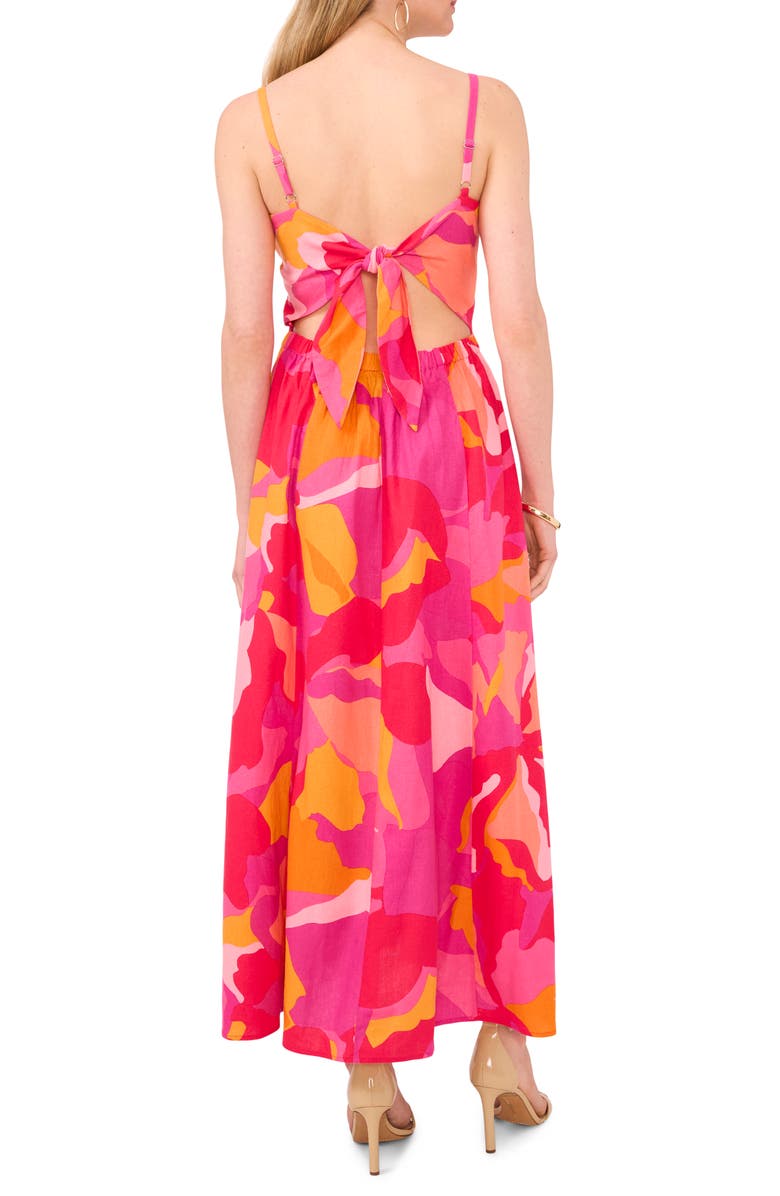 Halogen<sup>®</sup> Printed Cutout Tie Back Maxi Sundress, Alternate, color, Magenta