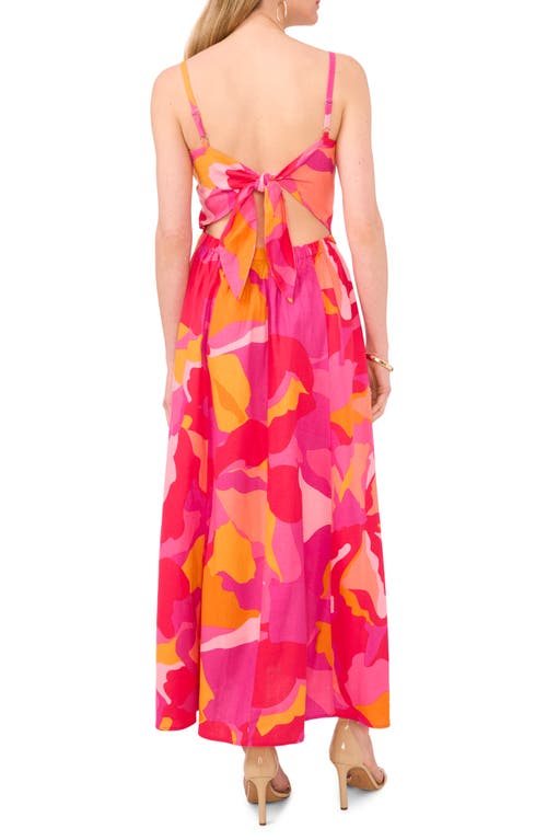Halogenr Halogen(r) Printed Cutout Tie Back Maxi Sundress In Magenta