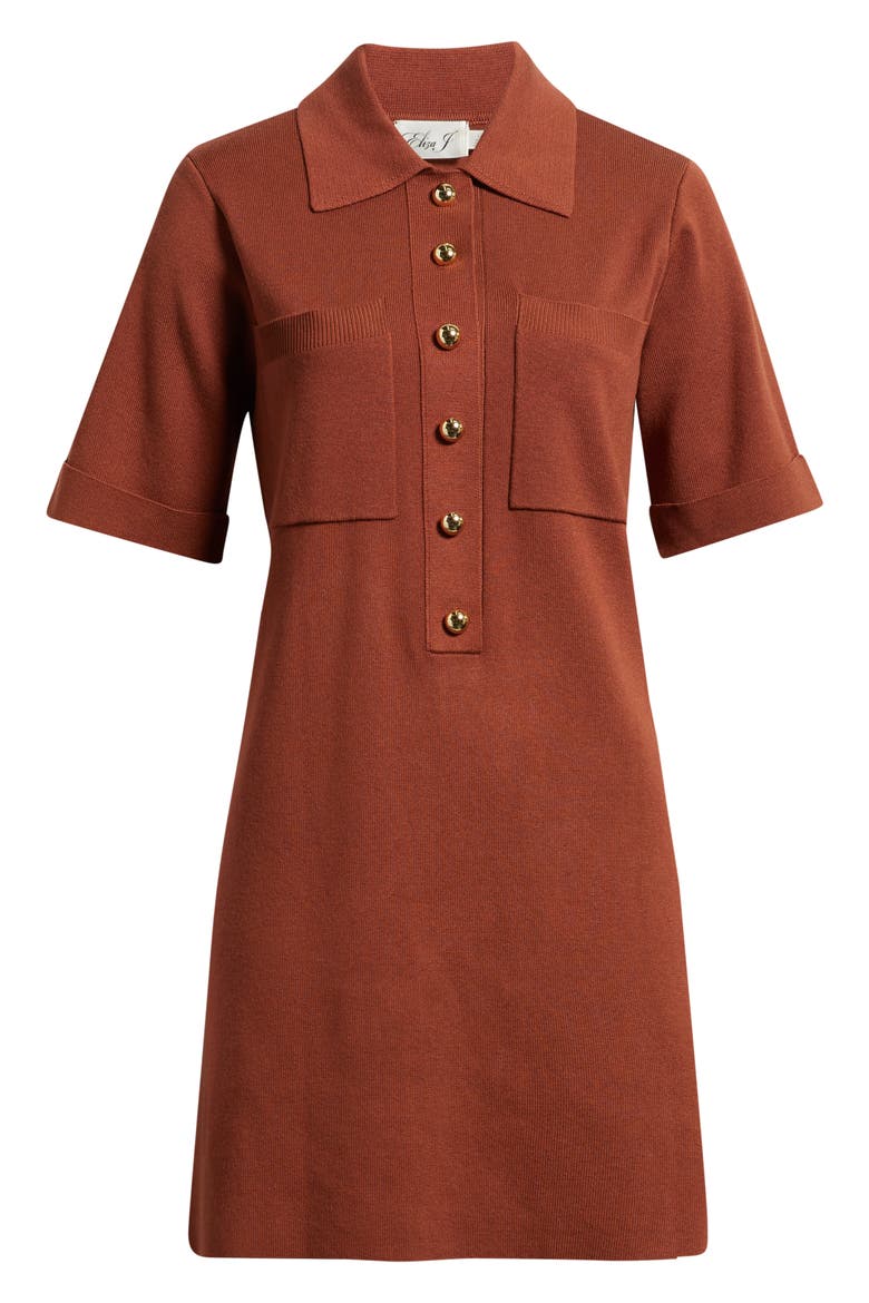 Polo Sweater Dress, Alternate, color, RUST