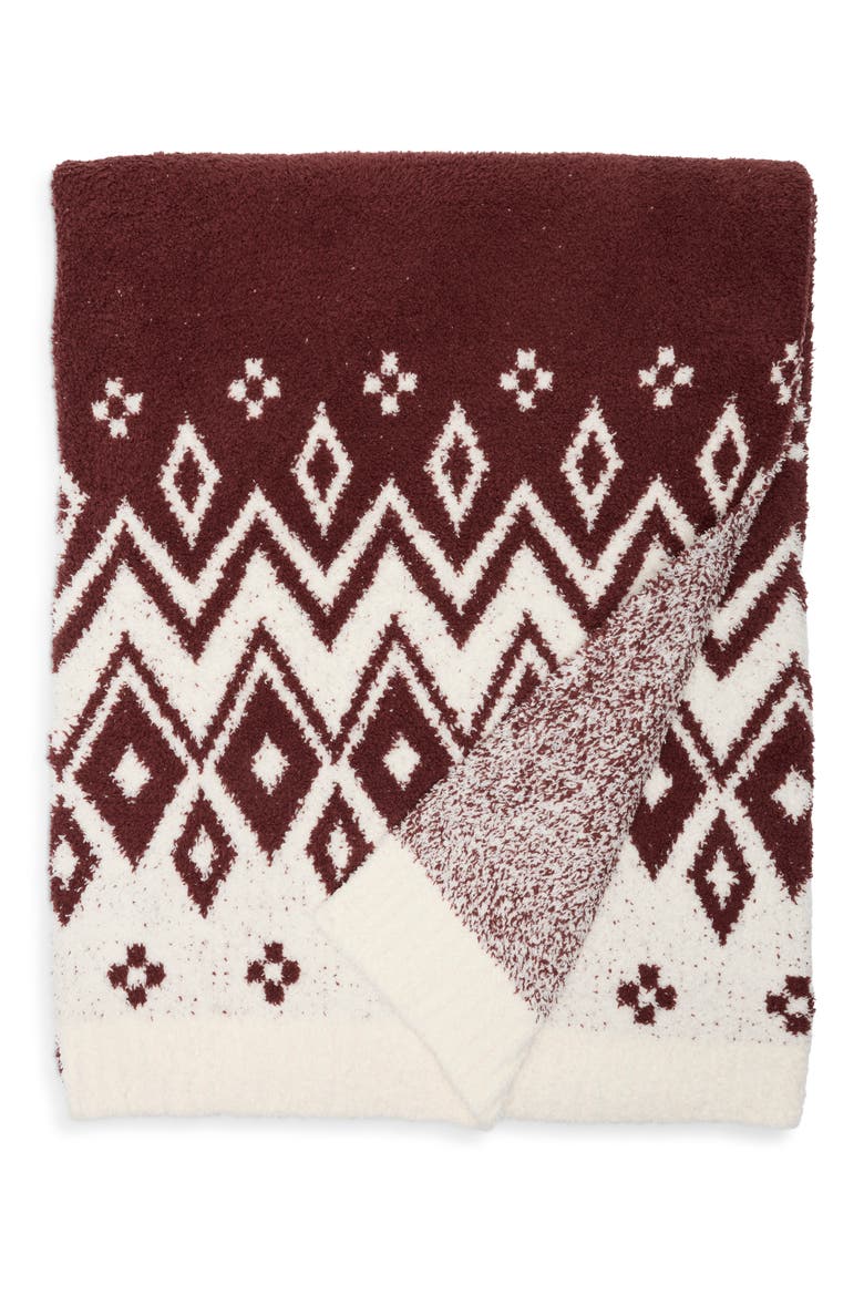 CozyChic Fair Isle Diamond Throw Blanket, Main, color, DEEP AUBERGINE/ CREAM