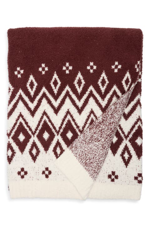 CozyChic Fair Isle Diamond Throw Blanket