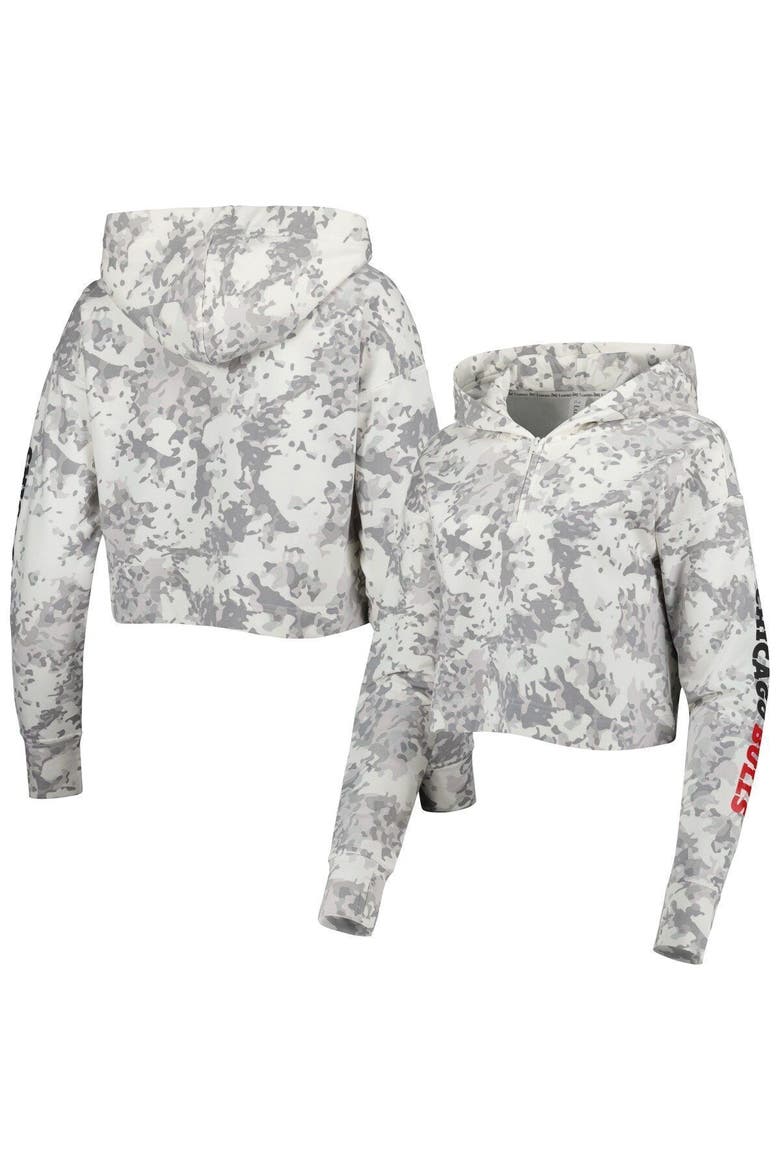 Women's Lusso Gray/White Chicago Bulls Maia Tri-Blend Cropped Quarter-Zip Top, Alternate, color, Gray