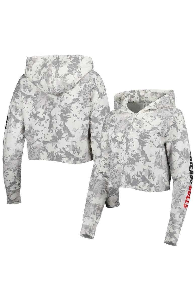 LUSSO Women's Lusso Gray/White Chicago Bulls Maia Tri-Blend Cropped Quarter-Zip Top, Alternate, color, Gray