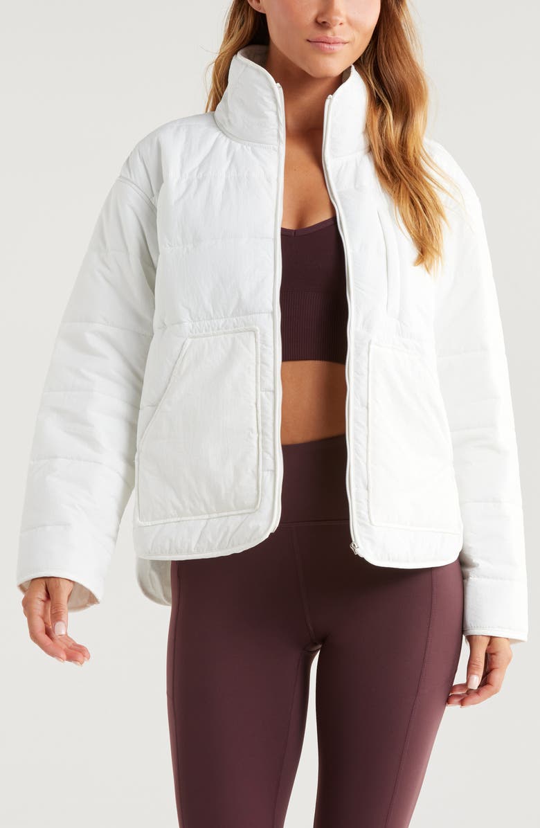 Zella Quilted Packable Jacket, Main, color, Ivory Cloud