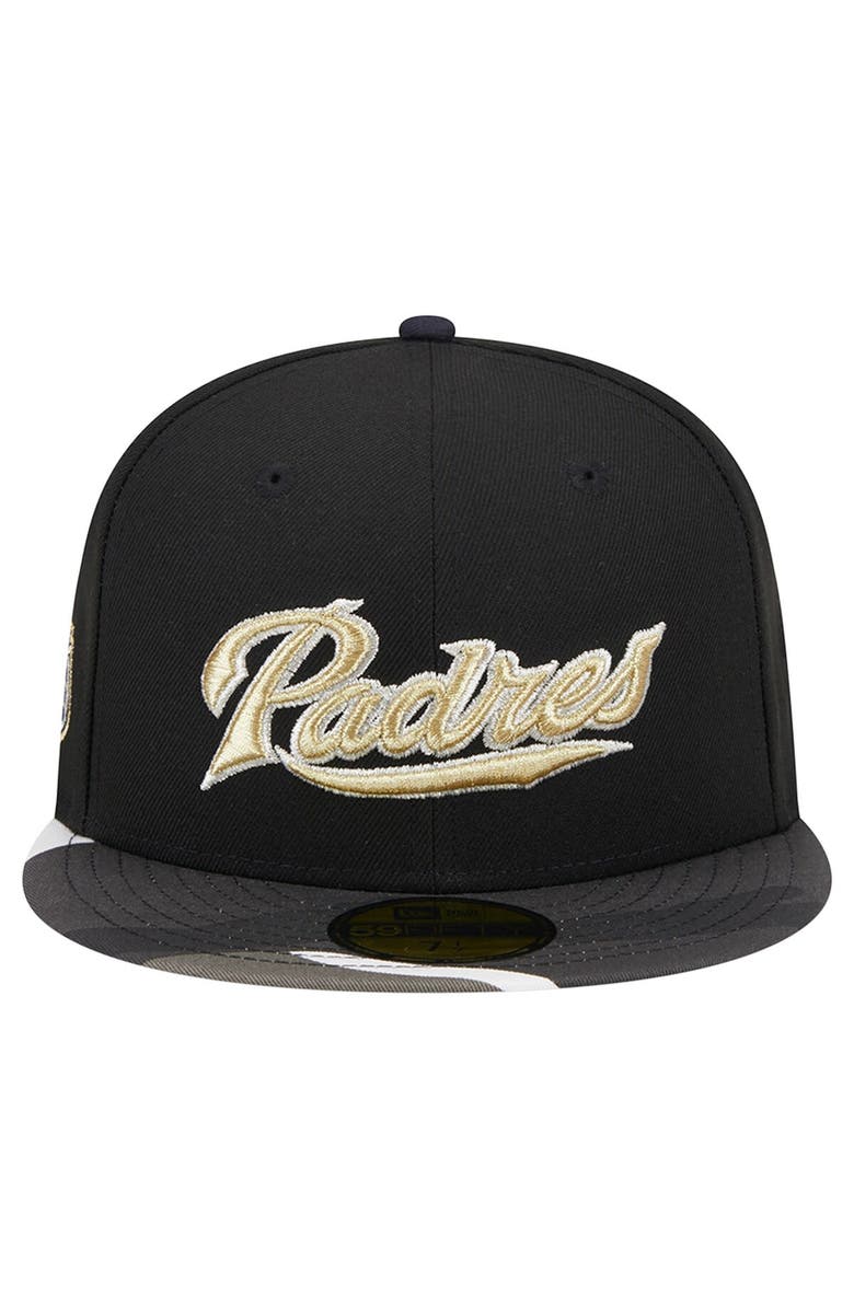 New Era Men's New Era Black San Diego Padres Metallic Camo 59FIFTY Fitted Hat, Alternate, color,