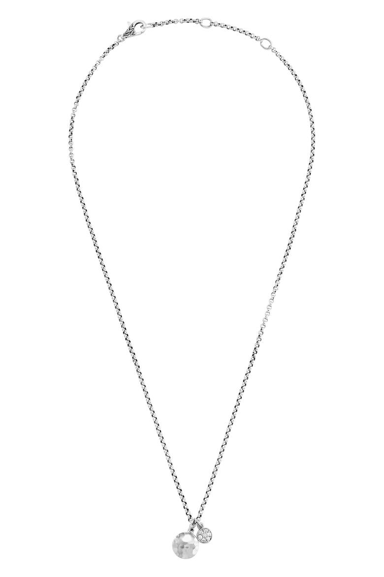 Dot Hammered Double Pendant Rolo Chain Necklace, Alternate, color, DIAMOND/ SILVER