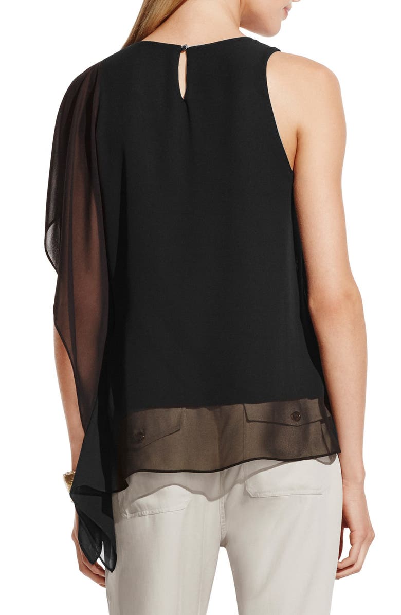 Vince Camuto Sleeveless Top with Asymmetrical Chiffon Overlay, Alternate, color,