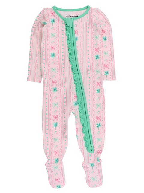 Baby Girls Modal Blend Ruffle One Piece Footie Pajamas