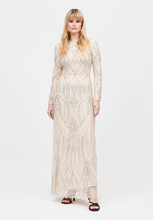 Maryisa Modest Embellished Sequin Beaded Maxi Dress