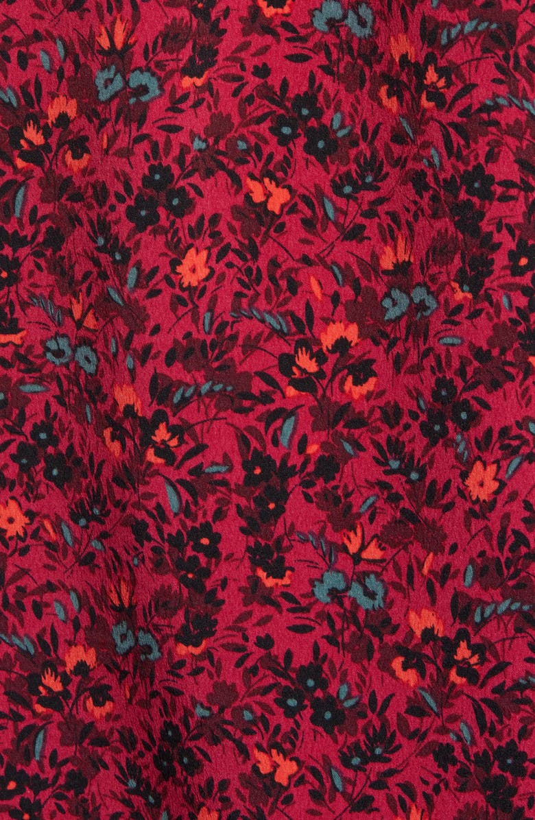 Bobeau Floral Ruffle Neck Long Sleeve Crepe Blouse, Alternate, color, 