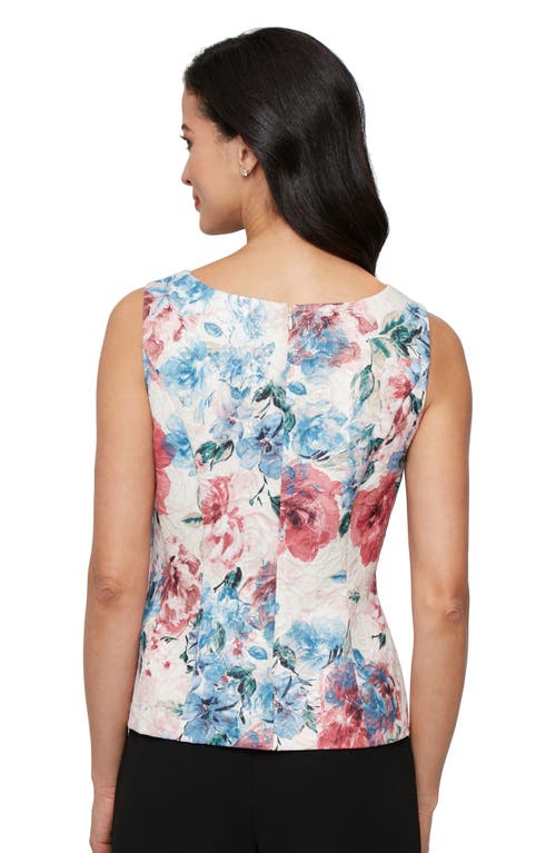 Alex Evenings Metallic Jacquard Tank Top & Jacket Set In Blue