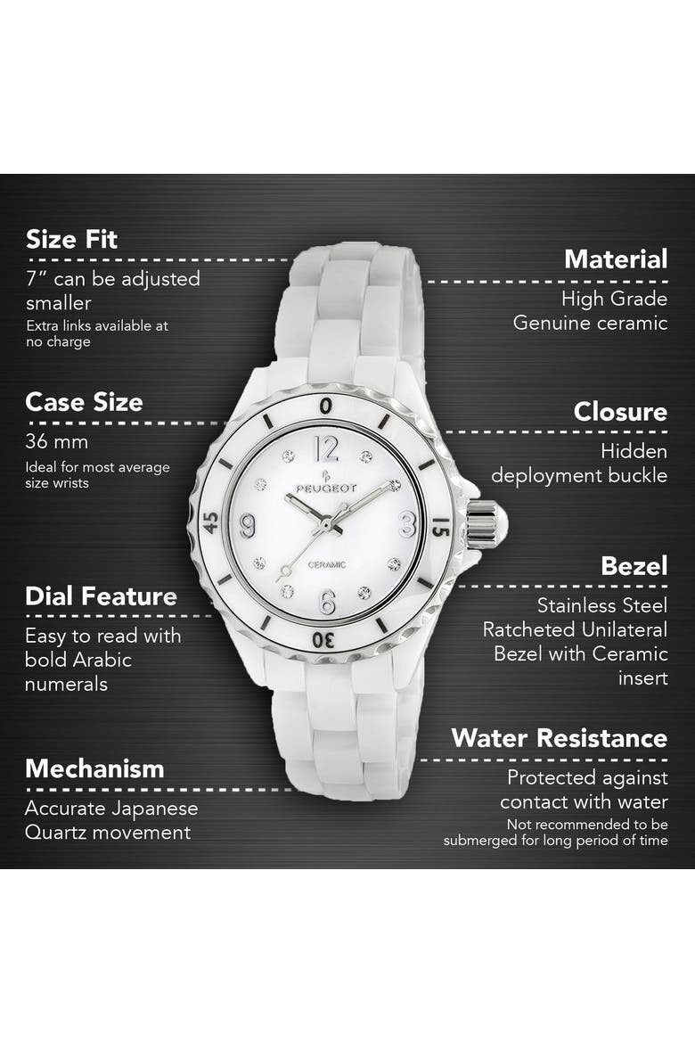 Sports White Ceramic Watch-36MM, Alternate, color, White