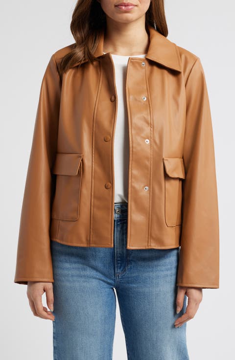 Faux Leather Swing Jacket