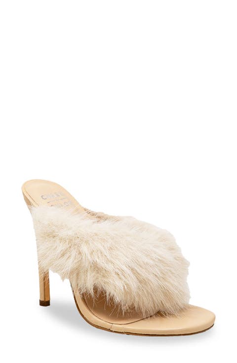 Post Toe Faux Fur Stiletto Sandal (Women)