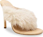 CHASE AND CHLOE Post Toe Faux Fur Stiletto Sandal