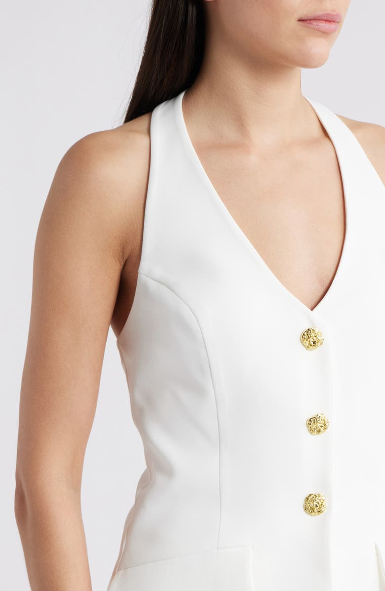 Rare London Halter Neck Suiting Minidress, Alternate, color, Ivory