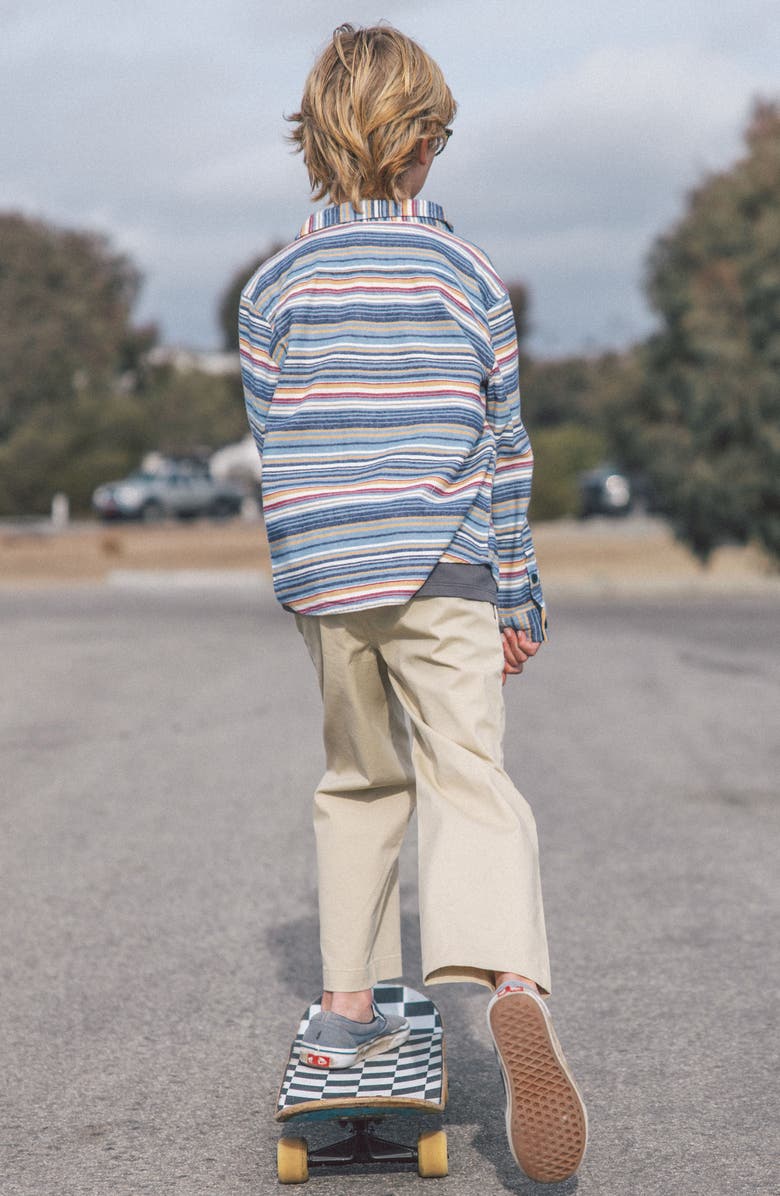 Feather 4 Arrow Kids' Sundown Stripe Cotton Flannel Button-Up Shirt, Alternate, color, Blue Multi