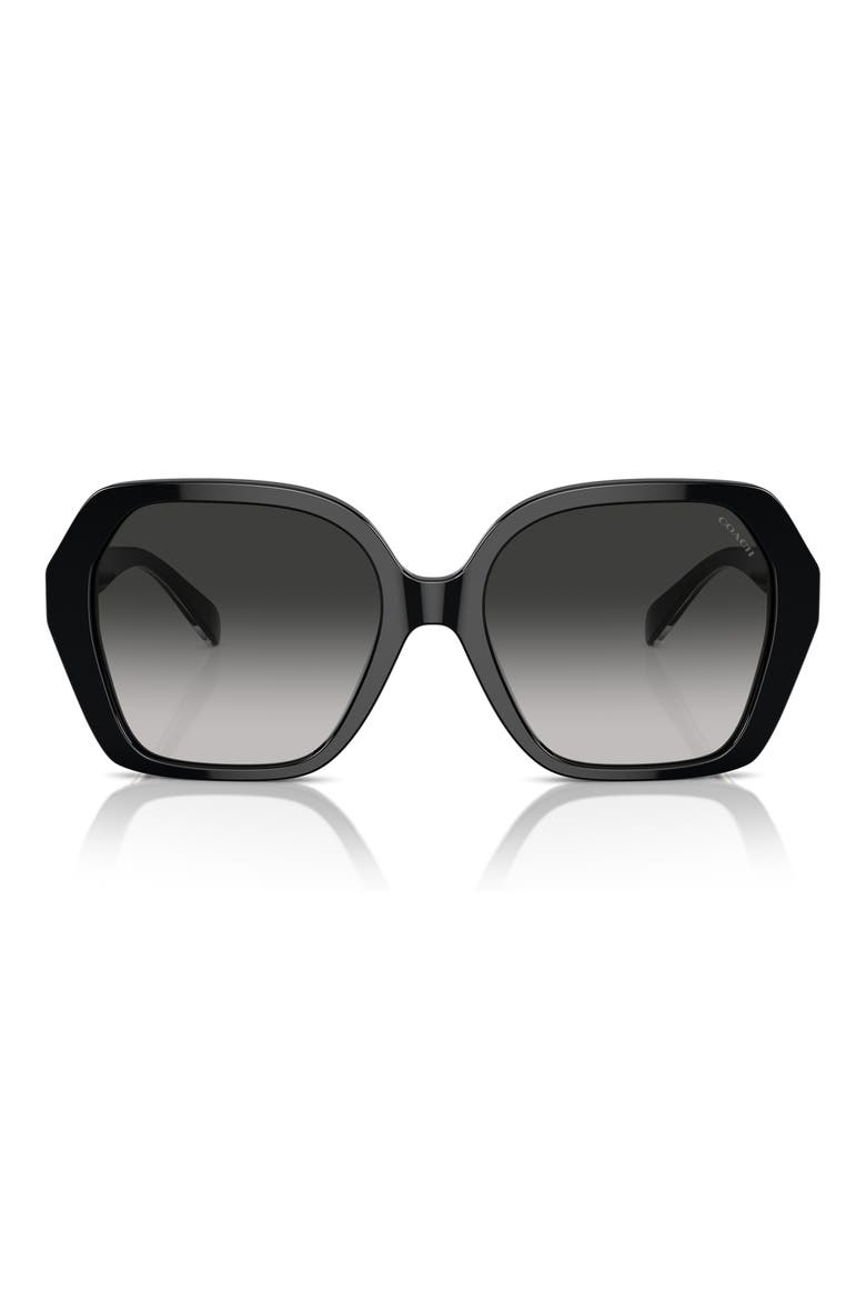 56mm Universal Fit Gradient Square Sunglasses, Alternate, color, BLACK