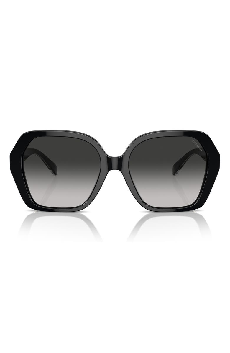 COACH 56mm Universal Fit Gradient Square Sunglasses, Alternate, color, Black