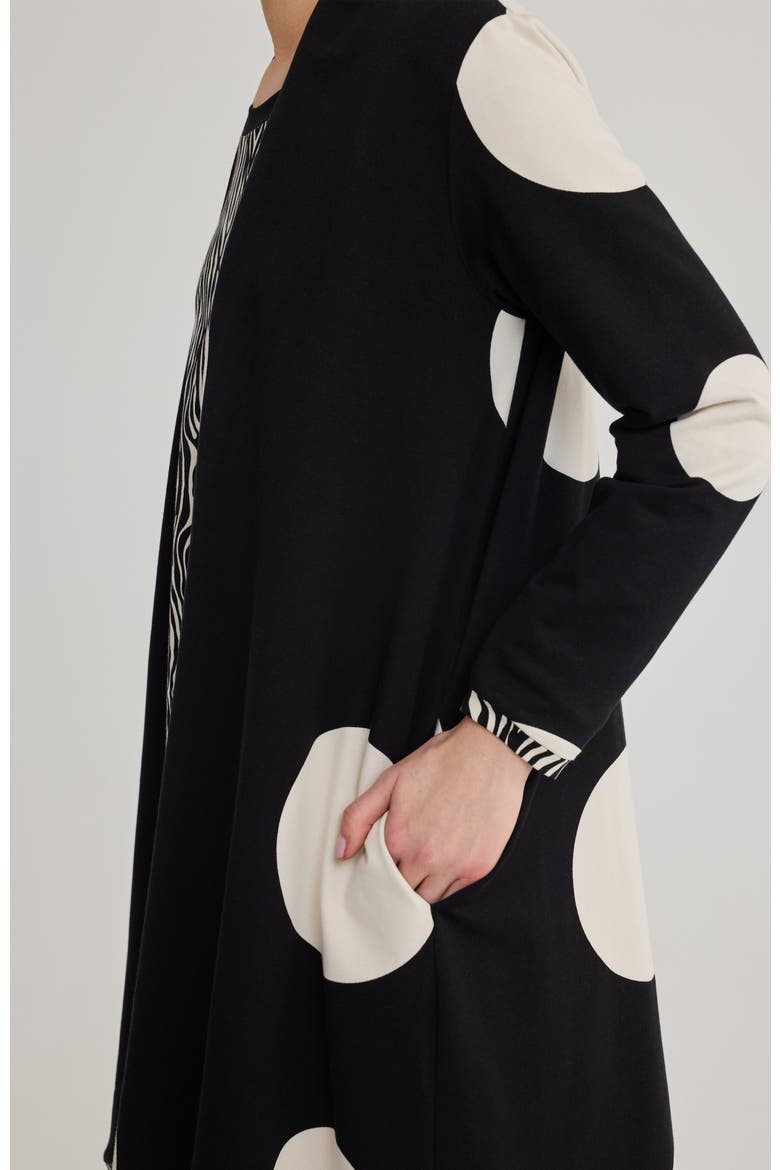 Tuva Long Printed Cotton Jersey Cardigan, Alternate, color, Polka Dots