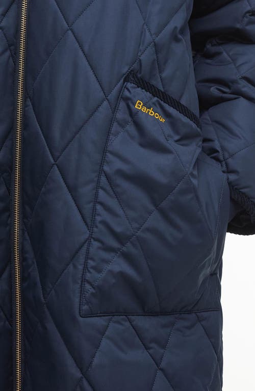 Barbour Rhea Longline Quilted Coat In Blue