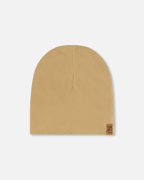 Kids Unisex Solid Beanie Hat Beige