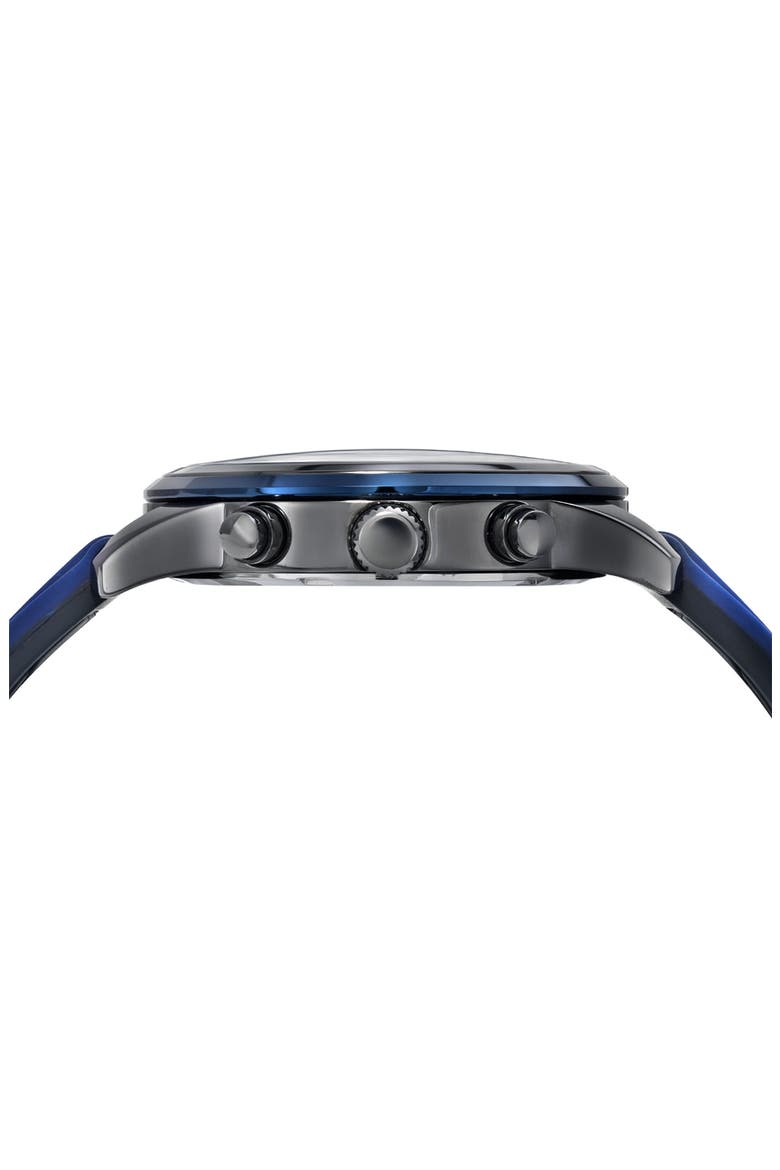 Men's Arthur Chronograph Silicone Strap Watch, 44mm, Alternate, color, BLUE/GUNMETAL