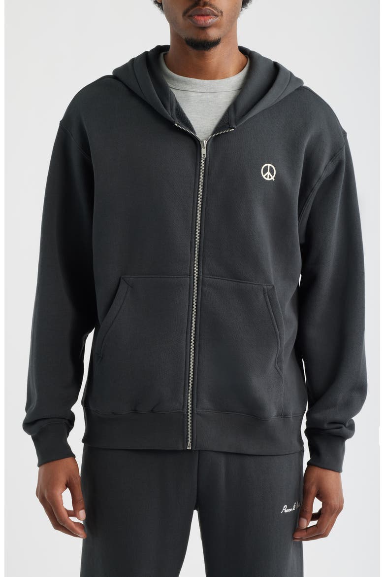 Wordmark Zip Hoodie, Alternate, color, BLACK