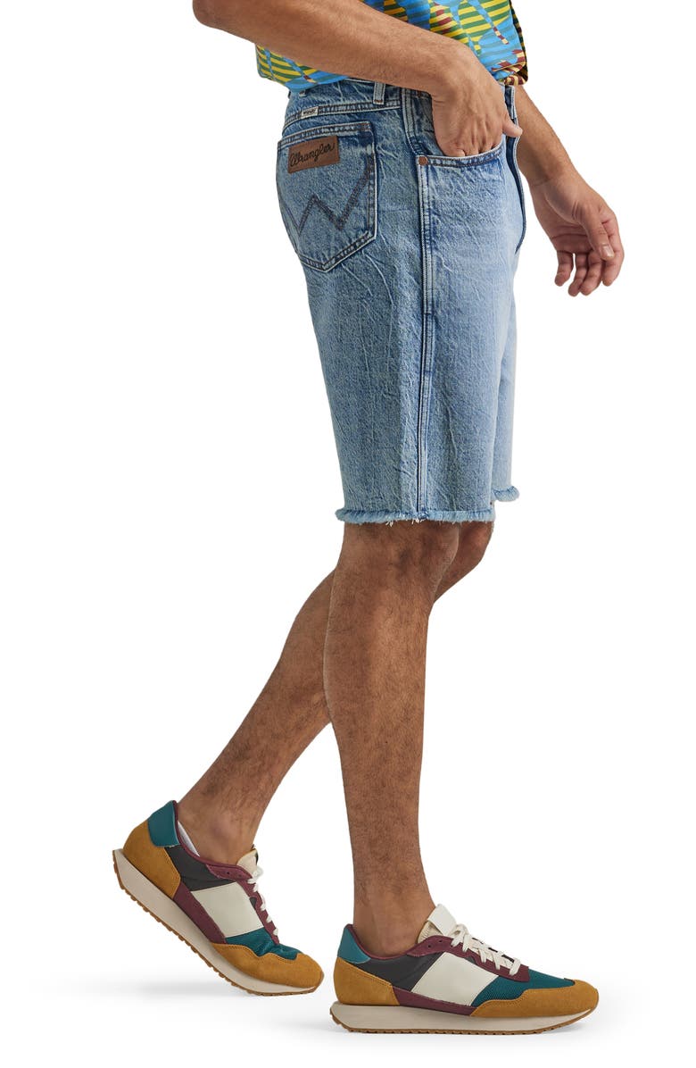 Wrangler Loose Fit Raw Hem Denim Shorts, Alternate, color,