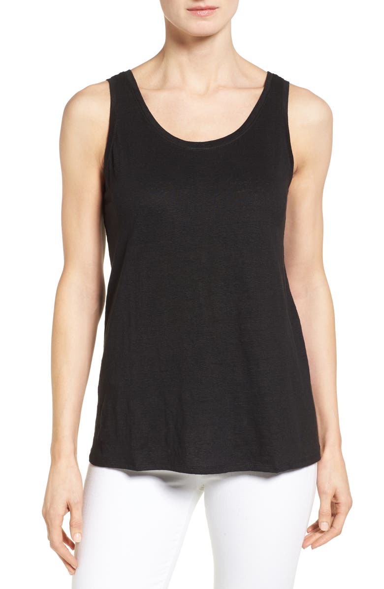 Eileen Fisher U-Neck Organic Linen Tank, Main, color,