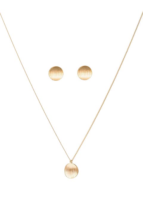 Sterling Silver 18k Gold Plated Madeleine Necklace & Earring Set Dainty