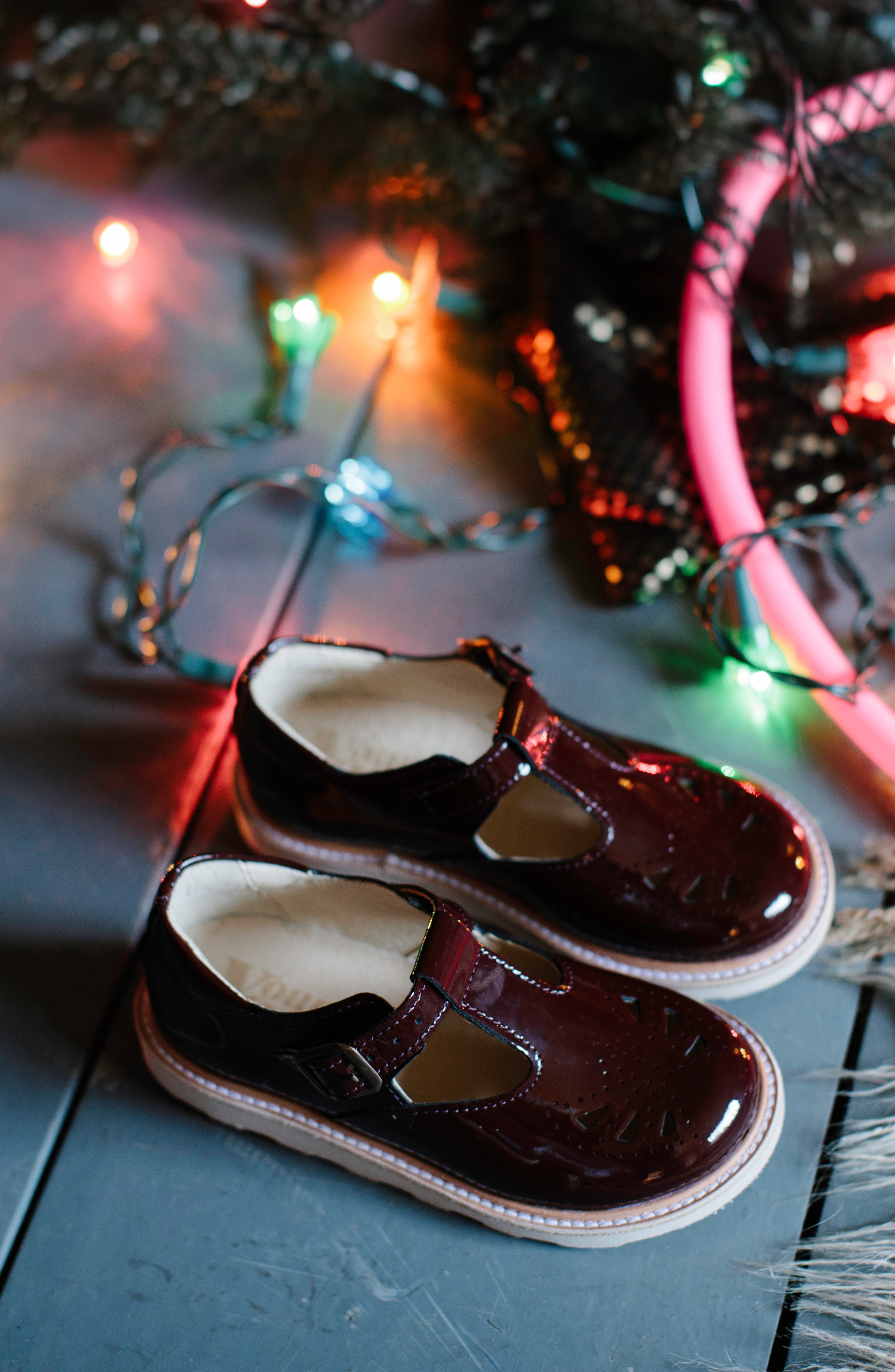 Rosie Kids T-Bar Shoe, Alternate, color, Cherry Patent