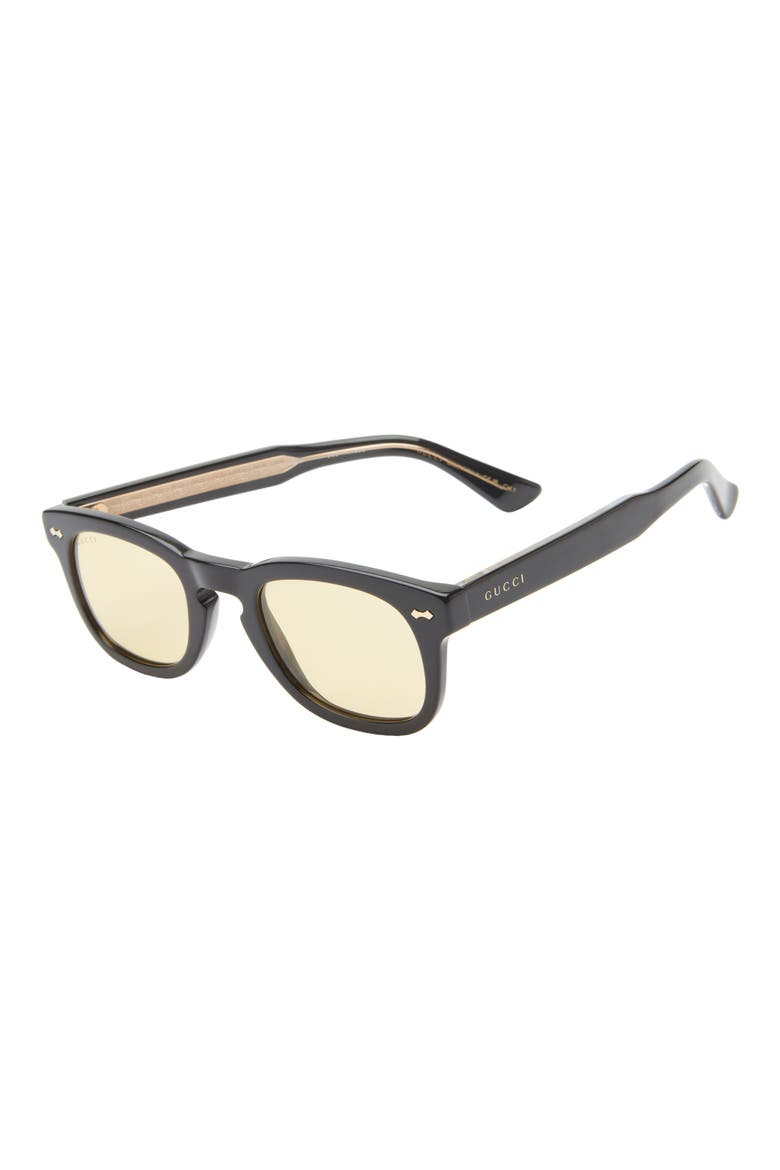 49mm Square Sunglasses, Alternate, color, BLACK BLACK YELLOW