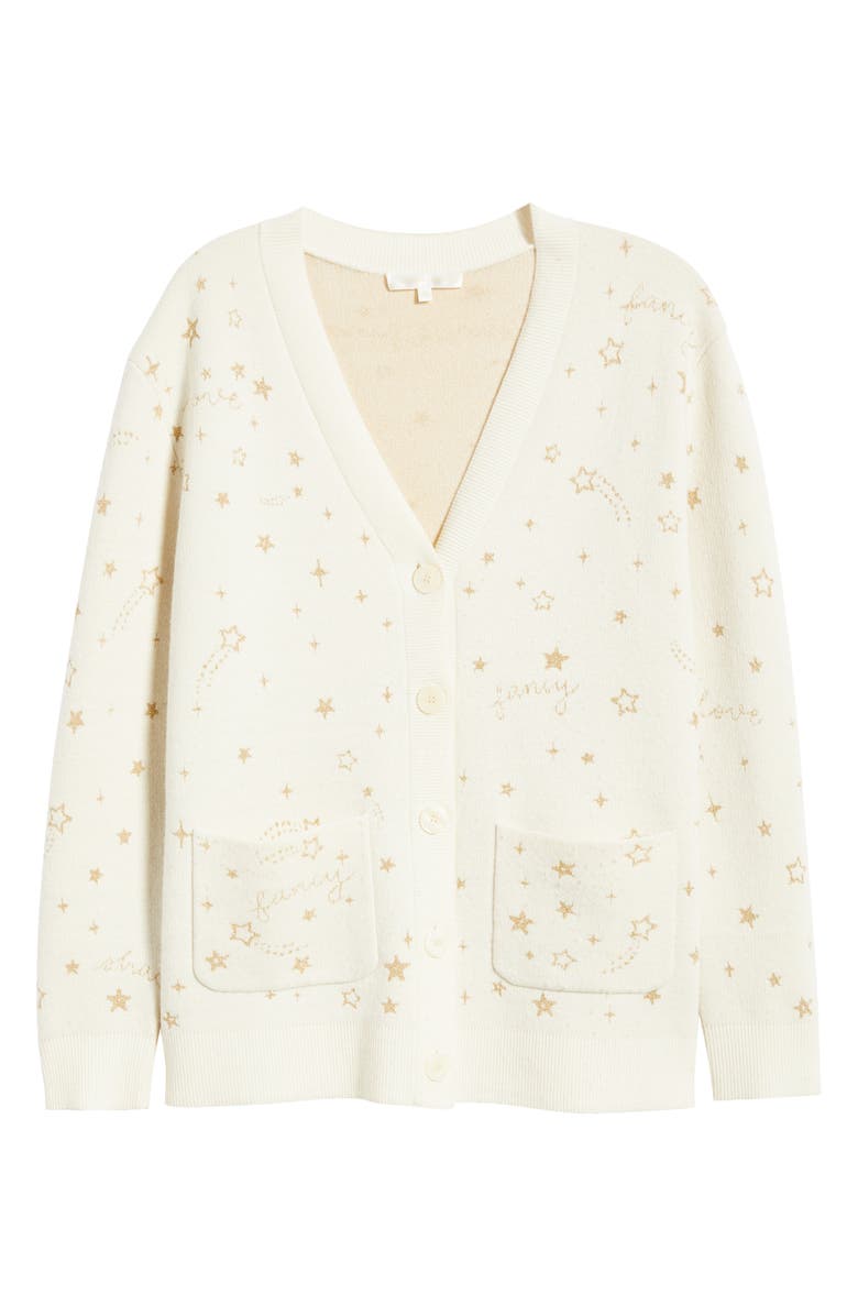 LoveShackFancy Mar Shimmer Cardigan, Alternate, color, Golden Star