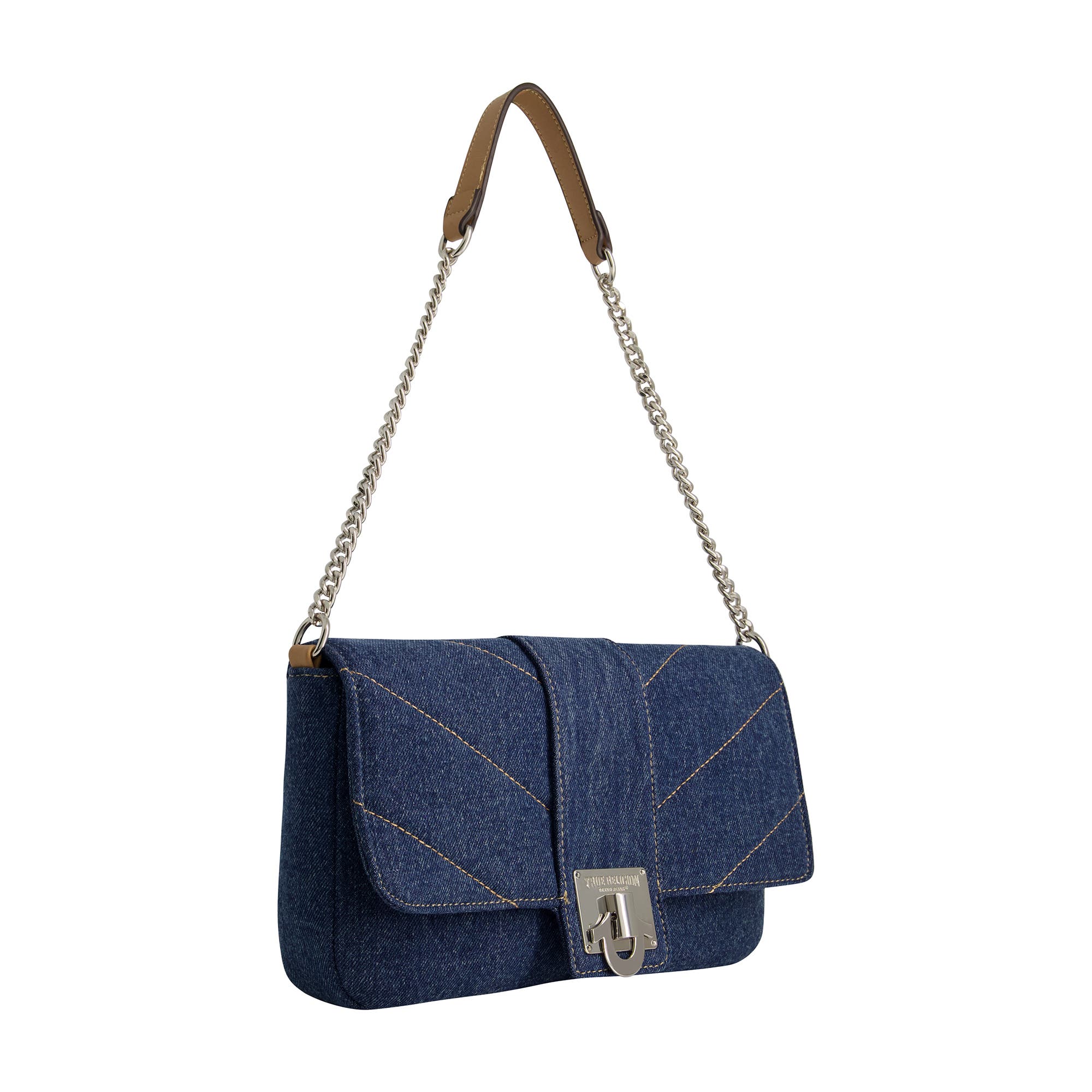 True Religion Denim Silver Hardware Flap, Alternate, color, 