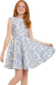 Un Deux Trois Cap Sleeve Boat Neck Dress In Longer Length