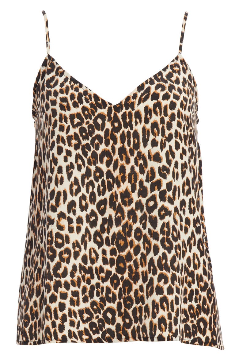 Layla Leopard Print Silk Camisole, Alternate, color, NATURAL