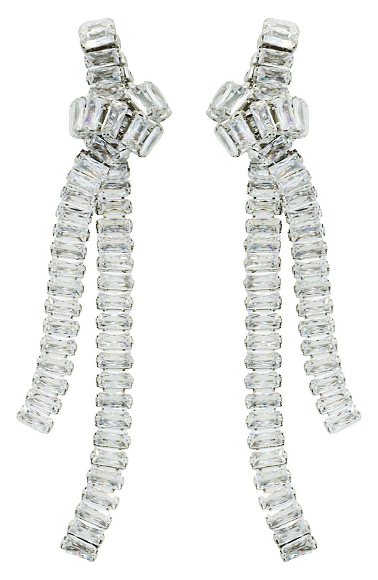 Panacea Baguette Crystal Knot Drop Earrings, Main, color,