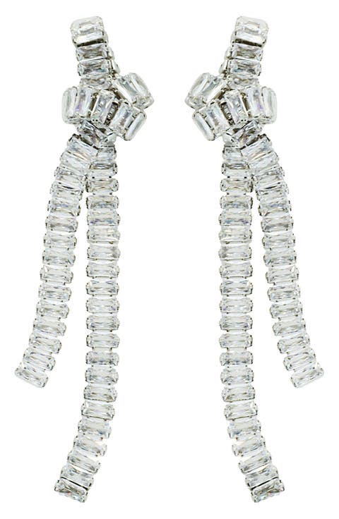 Baguette Crystal Knot Drop Earrings
