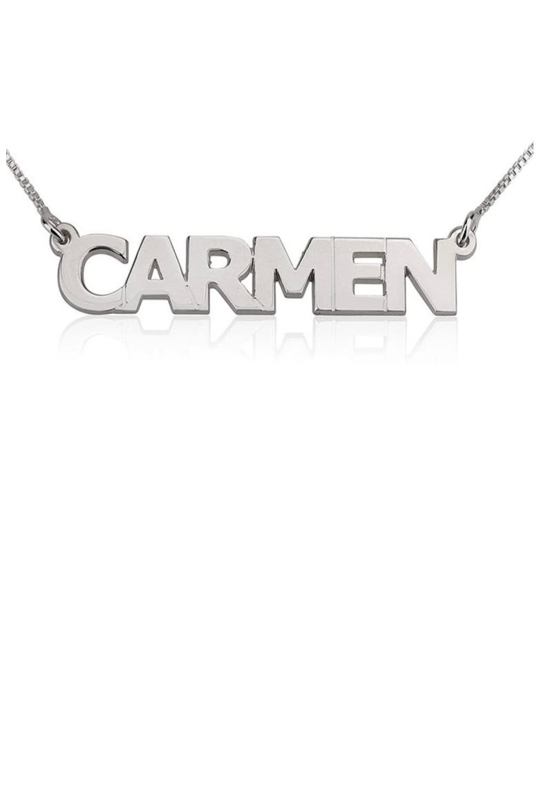 Personalized Nameplate Pendant Necklace, Main, color, STERLING SILVER
