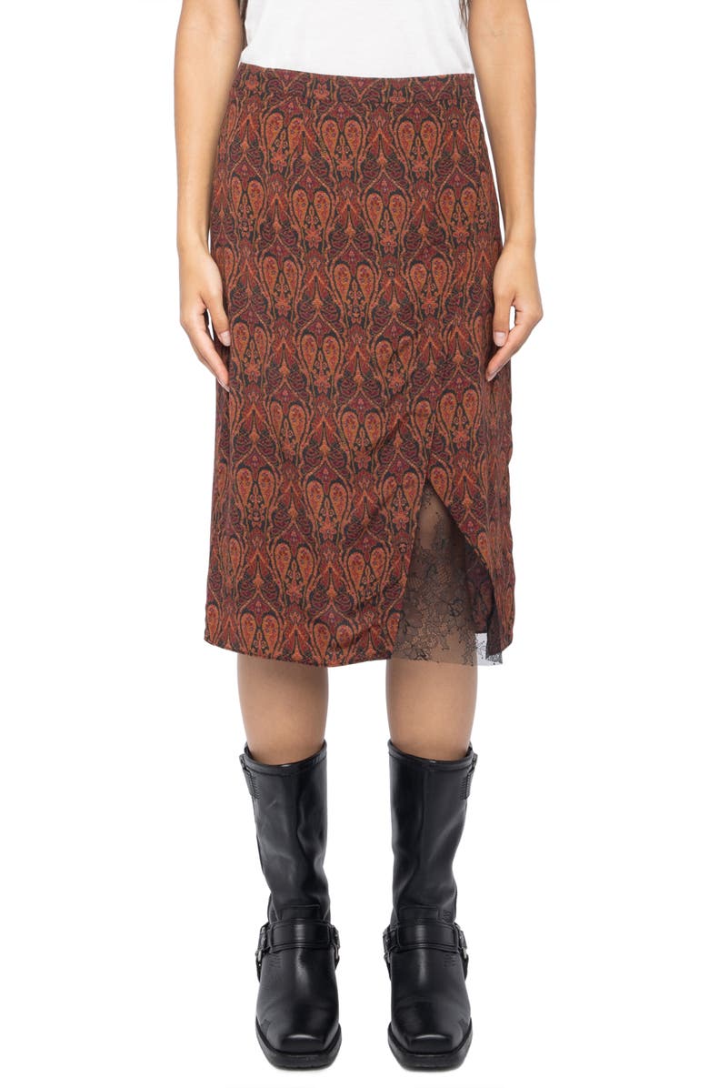 Zadig & Voltaire Julien Soft Paisley Pencil Skirt, Main, color, 