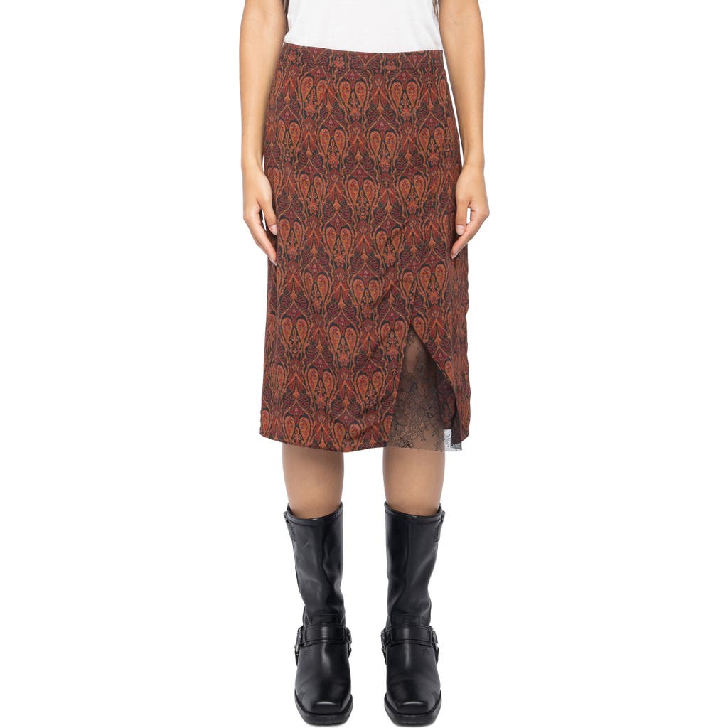 Zadig & Voltaire Julien Soft Paisley Pencil Skirt In Brown