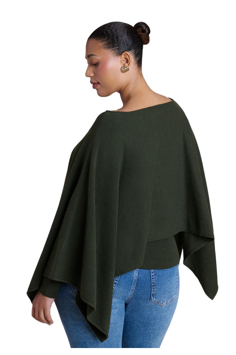 Layered Cape Sweater, Alternate, color, DARK FOREST GREEN