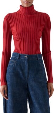 Akris punto Merino Wool Reverse Rib Turtleneck Sweater