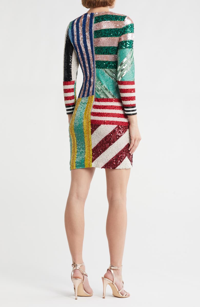 Alice + Olivia Delora Embellished Long Sleeve Dress, Alternate, color,
